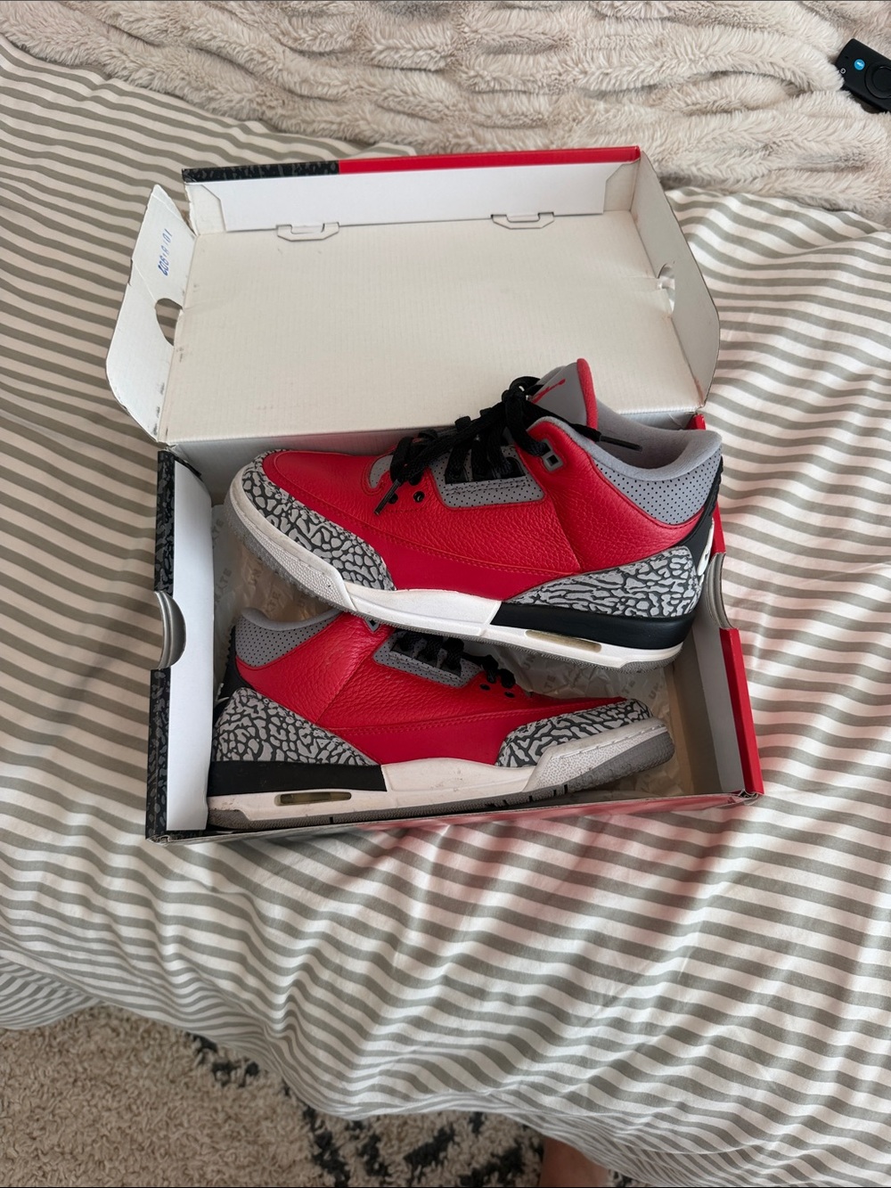 Jordan Kids' Red/Gray Retro 3 Style Sneakers